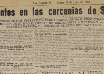 Mastodontes en San Vicente, Diario La Nación, 1928
