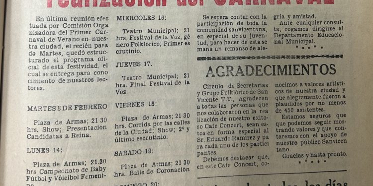 A 42 años, Primer Carnaval de Verano, 1983