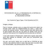 Discurso de la presidenta Michelle Bachelet en la inauguración del Cesfam de San Vicente, 2014