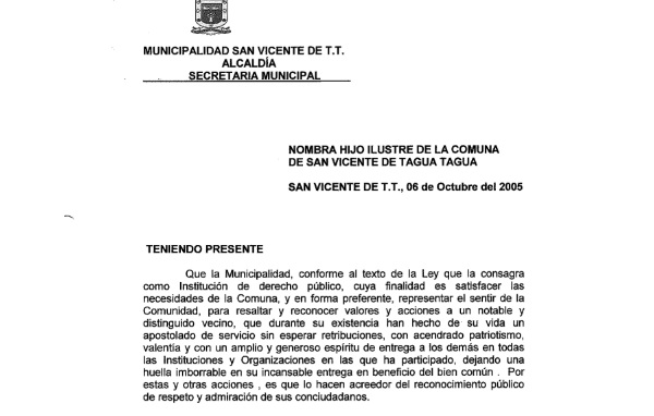 Decreto declara Hijo Ilustre a Carlos Alvarado Araya