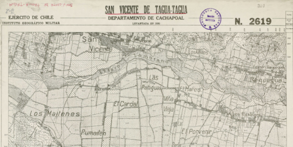 Mapa de San Vicente de Tagua Tagua, Departamento de Cachapoal, 1930