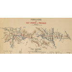 Mapa de línea férrea San Vicente - Peralillo. Proyecto en estudio, sin concretar. 1910