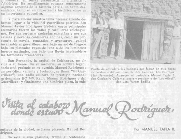 Visita al calabozo donde estuvo Manuel Rodríguez, revista En Viaje, 1961