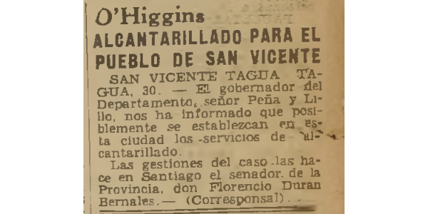 Prensa, Alcantarillado para San Vicente, 1939