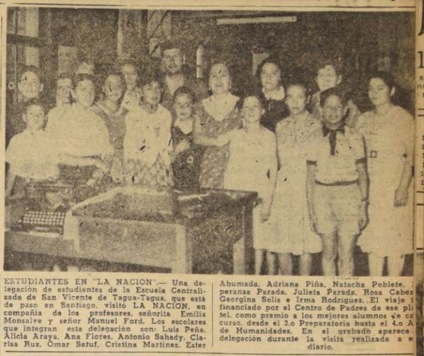 Visita de estudiantes de la Escuela Centralizada al Diario La Nación, 1957