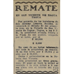Prensa, Remate propiedad frente a la plaza de San Vicente, 1927