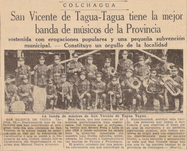 Prensa, San Vicente tiene la mejor banda de músicos de la provincia, 1930