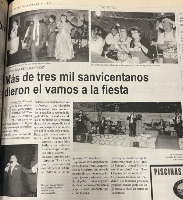 Prensa.Los Jaivas en Carnaval de Verano en San Vicente, 2007