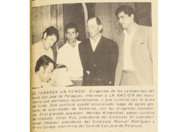 Prensa, Dirigentes Toma hacienda San José de Pataguas, 1969