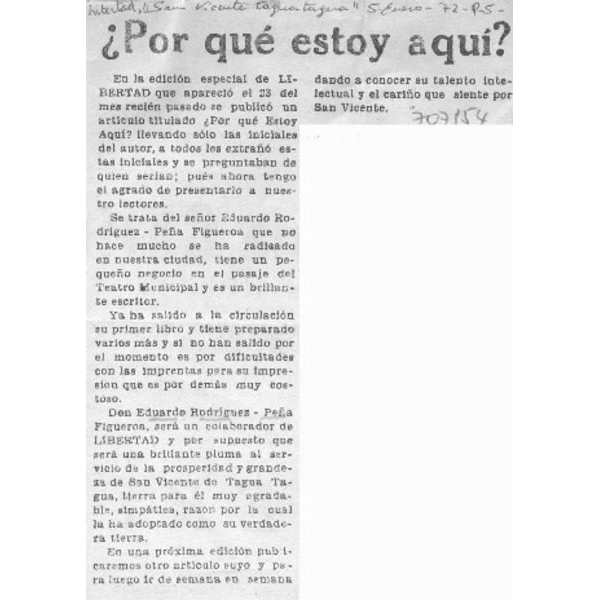 ¿Por qué estoy aquí?. [artículo]